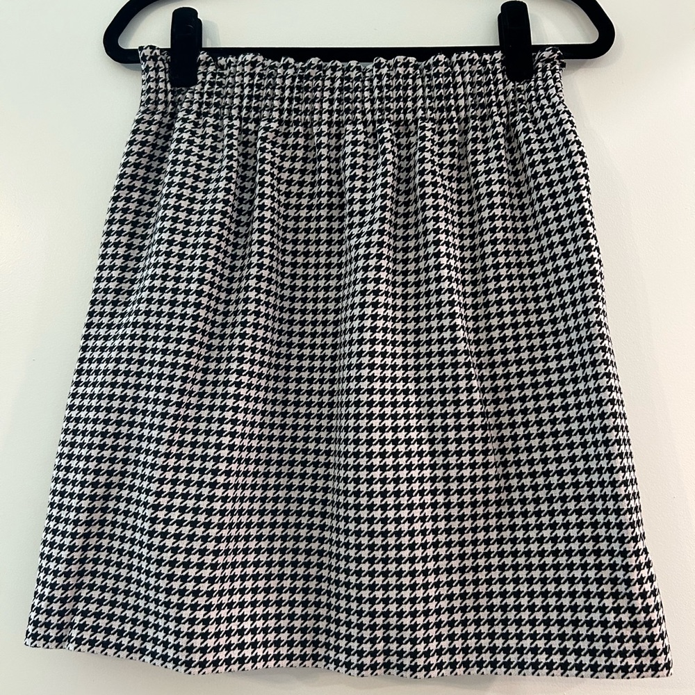 J. Crew Black and White Houndstooth Mini Skirt